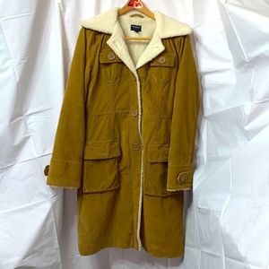 American Eagle Tan Wool Lined Button Up Trench Coat Size Large